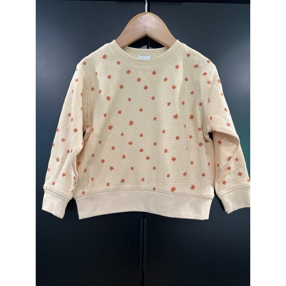Polished Prints NEWKids Printed Waffle Pullover Sand Star Organic Cotton 2T